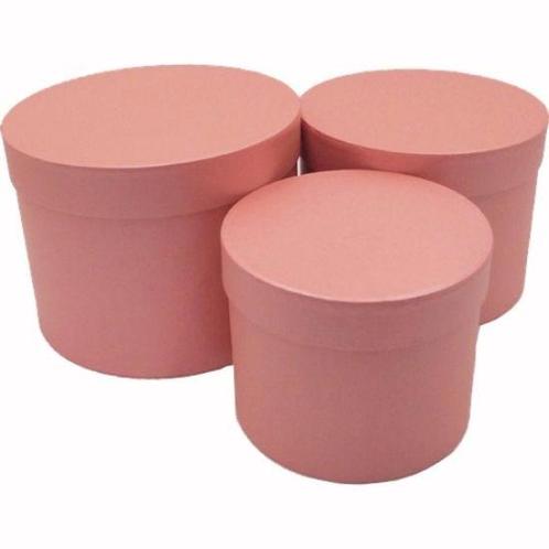 Bloemendoos set van 3 bloemendozen rond roze flowerbox, Huis en Inrichting, Woonaccessoires | Kunstplanten en Kunstbloemen, Nieuw