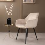 Eetkamerstoel met armleuning  Velvet Champagne - Armstoel, Huis en Inrichting, Stoelen, Ophalen of Verzenden, Nieuw