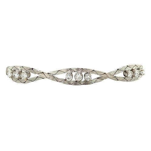 Witgouden armband met diamant 14 krt, Sieraden, Tassen en Uiterlijk, Armbanden, Wit, Zo goed als nieuw, Goud, Verzenden