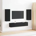 vidaXL 4-delige wandgemonteerde TV-kastset in zwart eiken, Huis en Inrichting, Kasten | Televisiemeubels, Verzenden, 150 tot 200 cm