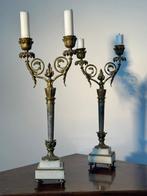 Antike französische Empire-Kerzenhalter – Bronze & Marmor –