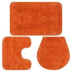 Badmattenset stof oranje 3-delig (Badkamer, Interieur), Verzenden