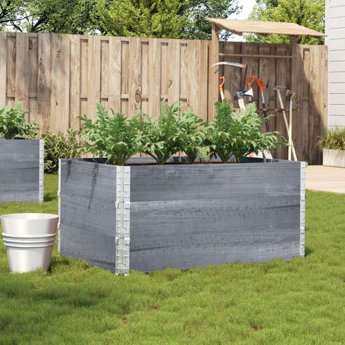 vidaXL Plantenbak 120x80 cm massief grenenhout grijs, Tuin en Terras, Bloembakken en Plantenbakken, Nieuw, Hout, Verzenden
