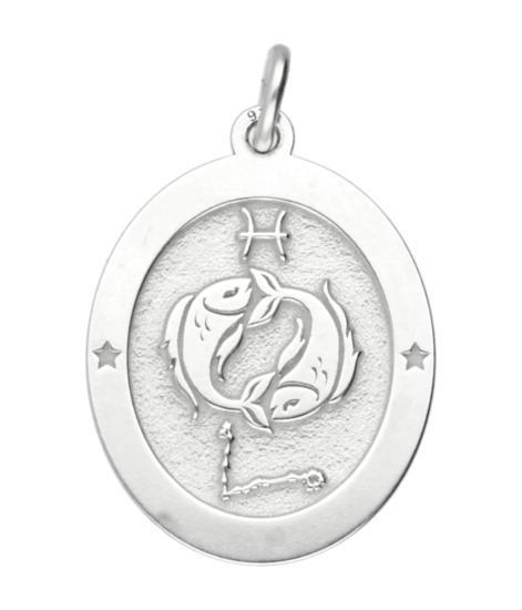 Zilveren Sterrenbeeld vissen ovaal kettinghanger, Sieraden, Tassen en Uiterlijk, Kettinghangers, Verzenden