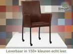 Leren eetkamerstoel Comfort met wieltjes en armleuning -, Huis en Inrichting, Stoelen, Overige kleuren, Nieuw, Leer, Ophalen of Verzenden