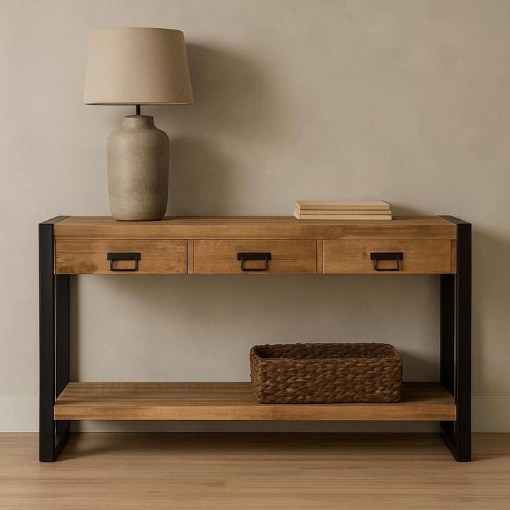 Mangohout Sidetable Britt 150 cm, Huis en Inrichting, Tafels | Sidetables, 25 tot 50 cm, Nieuw, Overige houtsoorten, Verzenden