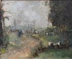 Jules Brouwers (1869-1955), ‘landschap met vrouw en schapen’