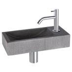 Fonteinset Differnz Ribble Natuursteen 38x18x8 cm Zwart Met, Ophalen of Verzenden, Nieuw, Chroom, Overige typen