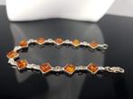 Zilver, Armband Lengte 18 cm / Natuurlijke Baltische Amber -