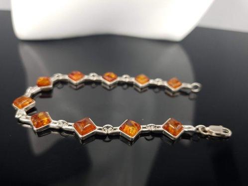 Zilver, Armband Lengte 18 cm / Natuurlijke Baltische Amber -, Verzamelen, Mineralen en Fossielen