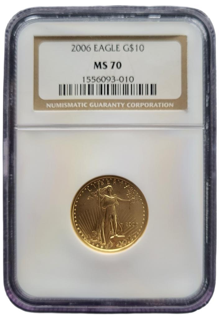 Gouden American Eagle 1/4 oz 2006 NGC MS70 gecertificeerd, Postzegels en Munten, Munten | Amerika, Midden-Amerika, Losse munt