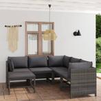 vidaXL 6-delige Loungeset met kussens poly rattan grijs, Tuin en Terras, Verzenden, Nieuw, Rotan, Loungeset