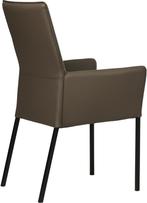 Bruine leren moderne eetkamerstoel - poot vierkant zwart - T, Huis en Inrichting, Stoelen, Overige kleuren, Nieuw, Leer, Ophalen of Verzenden