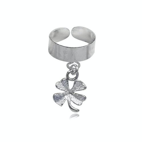 Zilveren oor cuff klaver vier, Sieraden, Tassen en Uiterlijk, Oorbellen, Nieuw, Verzenden