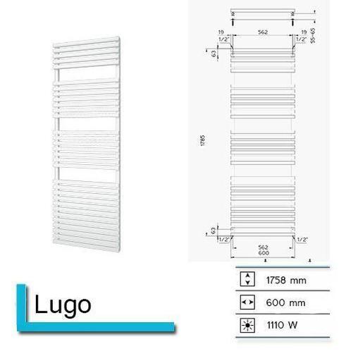 Handdoekradiator Lago 1758 x 600 mm Zwart, Doe-het-zelf en Verbouw, Sanitair, Overige typen, Nieuw, Ophalen of Verzenden