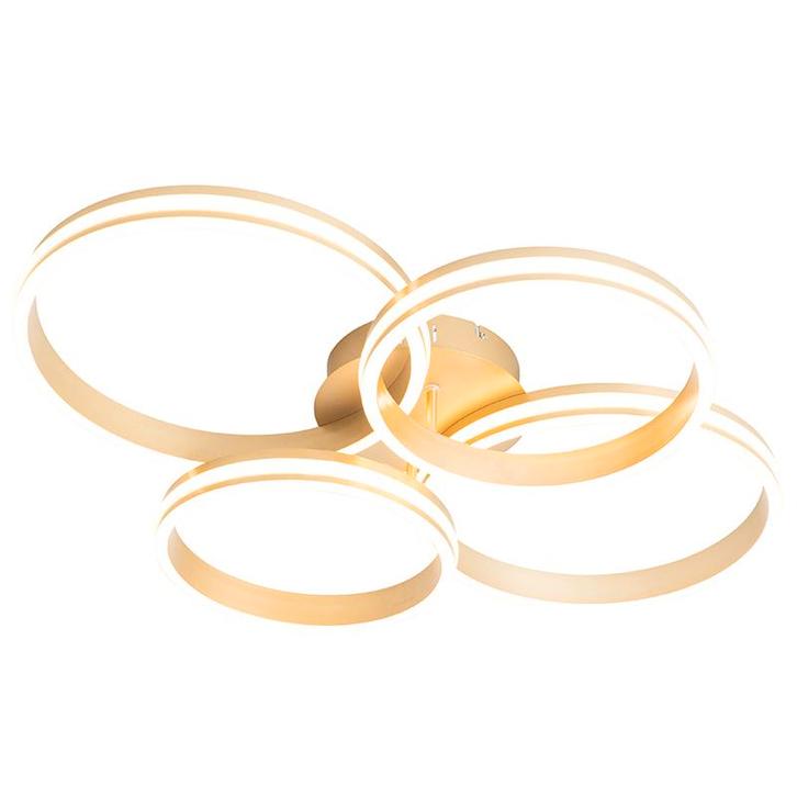 Plafondlamp messing incl. LED 3-staps dimbaar 4-lichts -, Huis en Inrichting, Lampen | Plafondlampen, Nieuw