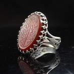 Islamitisch Sterlingzilver - Ring - Met gegraveerde carneool, Antiek en Kunst