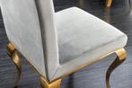 Design stoel MODERN BAROQUE grijs fluweel gouden stoelpoten, Huis en Inrichting, Stoelen, Nieuw, Ophalen of Verzenden