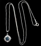 Topaas - Zilver, Blauwe topaas - Geloofsketting - Medaillon, Antiek en Kunst
