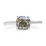 Ring Witgoud Groen Diamant  (Natuurlijk gekleurd), Sieraden, Tassen en Uiterlijk, Antieke sieraden