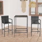 vidaXL 3-delige Tuinbarset poly rattan grijs, Verzenden, Nieuw, Rotan, 2 zitplaatsen
