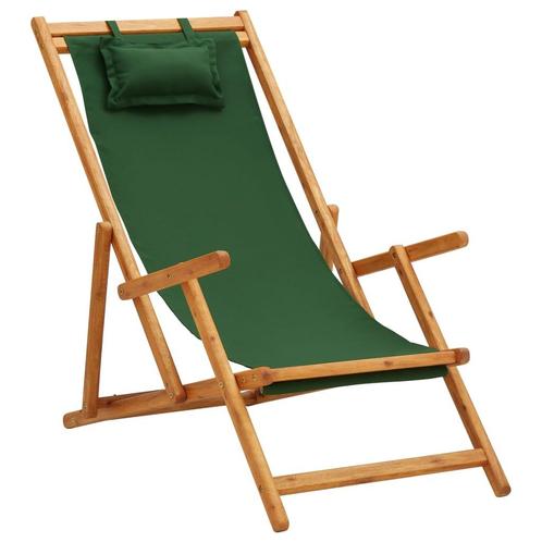 vidaXL Strandstoel inklapbaar massief eucalyptushout en stof, Tuin en Terras, Tuinstoelen, Nieuw, Verzenden