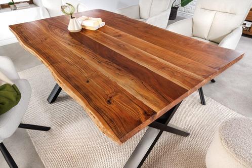Massief houten eettafel MAMMUT 160cm acaciaboomrand X-frame, Huis en Inrichting, Tafels | Eettafels, Ophalen of Verzenden