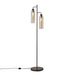 Hotel Chique vloerlamp donker brons met amber glas 2-lichts, Huis en Inrichting, Lampen | Vloerlampen, Nieuw, Overige materialen