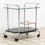Vintage Chrome en Glazen Serveertrolley, Huis en Inrichting, Tafels | Bijzettafels, Ophalen, Nieuw
