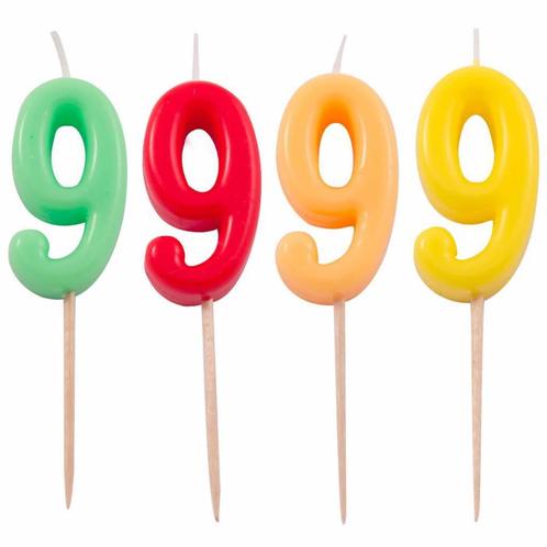 Kaars 9 Jaar Neon 8cm, Hobby en Vrije tijd, Feestartikelen, Nieuw, Verzenden