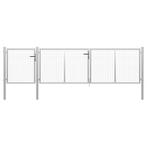 vidaXL Poort 400x100 cm staal zilverkleurig, Tuin en Terras, Verzenden, Nieuw