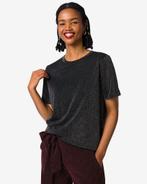 HEMA Dames T-shirt Luna glitter zwart, Verzenden, Nieuw