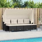 vidaXL 5-delige Loungeset met kussens poly rattan zwart, Tuin en Terras, Tuinsets en Loungesets, Verzenden, Nieuw, Rotan, Loungeset