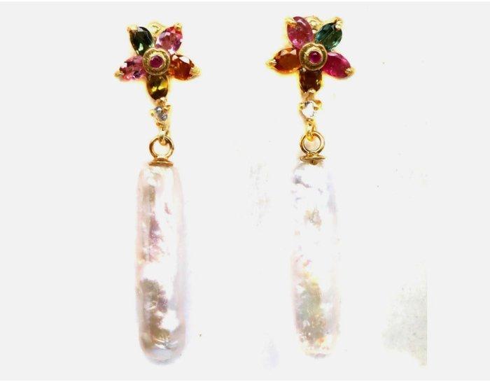 Zonder Minimumprijs - Oorbellen Zilver Toermalijn - Parel -, Sieraden, Tassen en Uiterlijk, Oorbellen