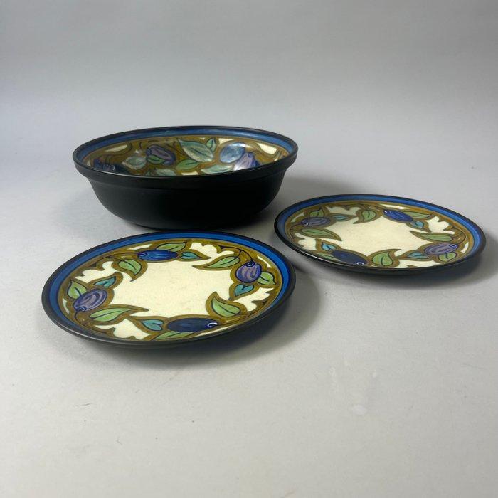 Fruitschaal - Zeldzaam - Art Nouveau - Plateel: A, Pruimen, Antiek en Kunst, Kunst | Designobjecten