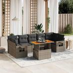 vidaXL 8-delige Loungeset met kussens poly rattan grijs, Tuin en Terras, Tuinsets en Loungesets, Verzenden, Nieuw, Rotan, Loungeset