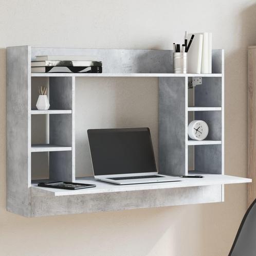 vidaXL Wandbureau 105x48x75 cm bewerkt hout betongrijs, Huis en Inrichting, Bureaus, Nieuw, Verzenden