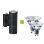 Bundelpakket LED Buiten Spot Fez Up en Down Zwart IP44 Incl., Ophalen of Verzenden, Nieuw, Aluminium