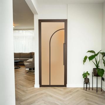 Stalen Binnendeur - Brons - 2 Vlaks rond - Mat glas beschikbaar voor biedingen