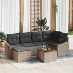 vidaXL Tuin Sofa Set 7 pcs Grijs 55 x 55 x 37 cm Riet, Hout,, Verzenden, Nieuw, Rotan