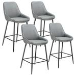 Barkruk Siera met rugleuning - Geweven stof grijs / zwart, S, Huis en Inrichting, Barkrukken, Verzenden, Nieuw