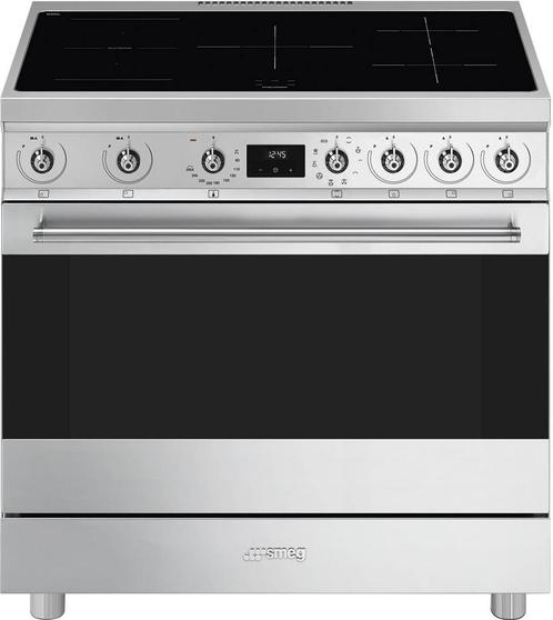 Smeg C9IMX2 inductie fornuis - rvs - 90 cm., Witgoed en Apparatuur, Fornuizen, 60 cm of meer, Vrijstaand, 5 kookzones of meer