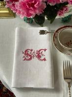 9 linnen en zijden damastservetten uit het einde van de 19e, Antiek en Kunst, Antiek | Meubels | Stoelen en Banken