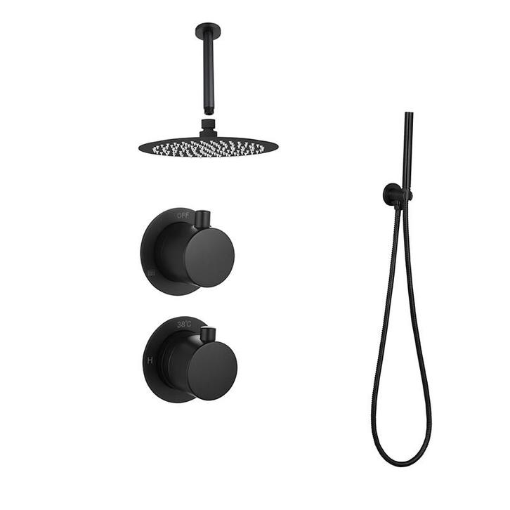 Sani Royal Inbouw Regendouche Doucheset Mat Zwart Messing, Doe-het-zelf en Verbouw, Sanitair