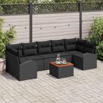 vidaXL Tuin Sofa Set 8 pcs Zwart, Tuin en Terras, Verzenden, Nieuw, Rotan