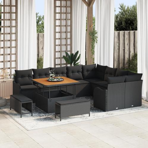 vidaXL 12-delige Tuinbankenset met kussens poly rattan, Tuin en Terras, Tuinsets en Loungesets, Nieuw, Rotan, Verzenden