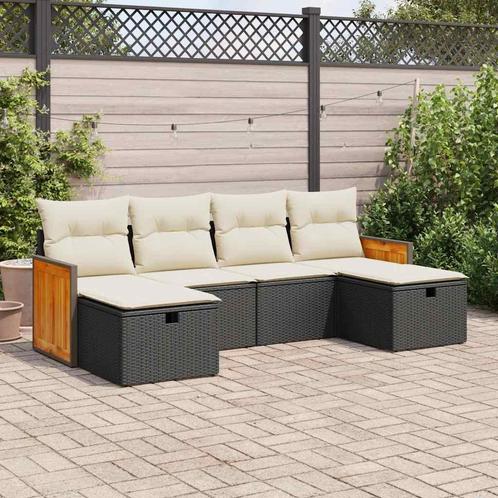 vidaXL 6-delige Loungeset met kussens poly rattan zwart, Tuin en Terras, Tuinsets en Loungesets, Loungeset, Nieuw, Rotan, Verzenden