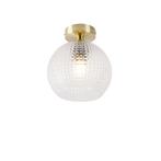 Art Deco plafondlamp messing met helder glas - Sphere, Huis en Inrichting, Verzenden, Nieuw, Glas, Art Deco