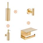 Toilet accessoires set Mat goud exclusief met zeepdispenser, Verzenden, Nieuw