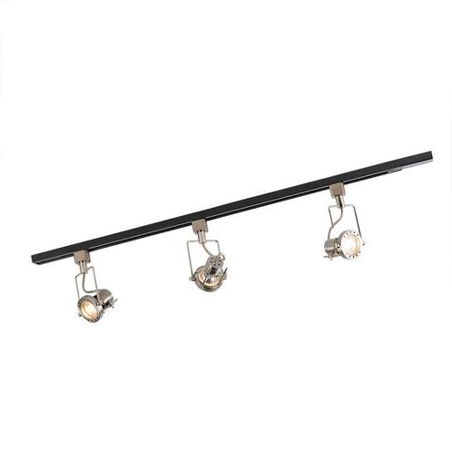 Smart 1-fase rail zwart met staal incl. 3 WiFi GU10 - Iconic, Huis en Inrichting, Lampen | Spots, Nieuw, Overige materialen